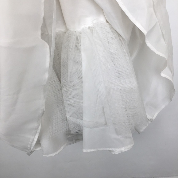 Us Angels The Organza Dress Girls Sz 12 White Purple Satin Floral Wedding Easter - Picture 12 of 15